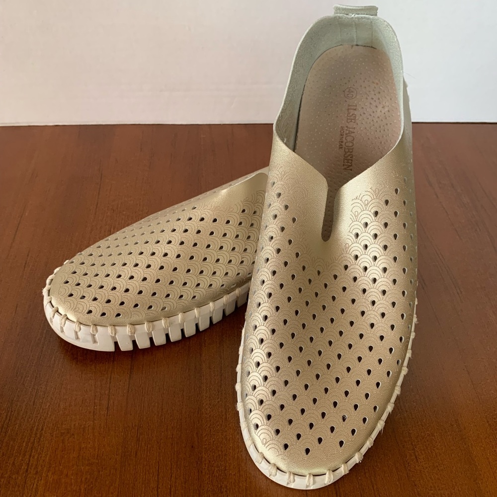 Ilse Jacobsen Tulip Flats Gold Loafer Women's Size 9 Shoes EU40 Horbaek